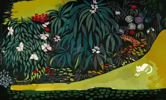 Charles Blackman, The Garden of the White Cat (1971), 1971, wool and cotton