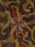 Tim Leura Tjapaltjarri, Euro Dreaming (circa 1973-1974), 1973-1974, synthetic polymer paint on composition board