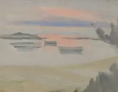 Sunset by Clarice Beckett, oil on composition board, sold May 2014