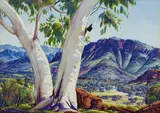 (Untitled) (1955) by Albert Namatjira, 1955, watercolour over pencil on paper, sold May 2014