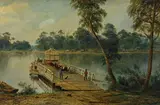 Henry Gritten, (Punt on the River Murray at Echuca) 1872, 1872, oil on board
