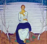 Ferdinand Andri, Woman with a Blue Shawl (circa 1910), 1910, oil on board