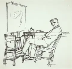 Tec 1969 by Frank Hinder, 1969, ink on paper, sold Apr 2014