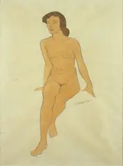Frank Hinder, Seated Nude II 1935, 1935, pencil and wash on paper