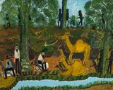 Sam Byrne, Return to Depot, Coopers Creek, oil on compositon board