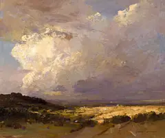 Storm Over Robertson by Rubery Bennett, oil on canvas, sold Apr 2014