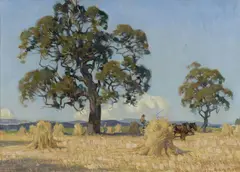 (Haystacks) by Charles Wheeler, oil on canvas, sold Apr 2014