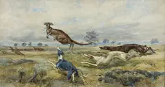 Alfred Strutt, (Kangaroos), watercolour on paper