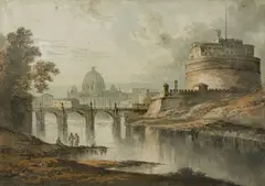 Castle San Angelo, Rome by John Glover, watercolour on paper, sold Apr 2014