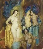 (FOUR NUDES) 1937 by Norman Lindsay, 1937, watercolour on paper, sold Nov 2013