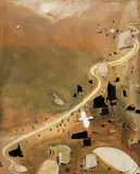 THE VALLEY AT DUSK (1983) by Brett Whiteley, 1983, tempera and oil with applied stone and plaster on composition board, offered Nov 2013