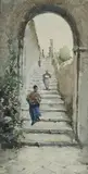(ROMAN STREET SCENE) by Ettore Roesler Franz, watercolour, offered Oct 2013