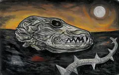 Peter Booth, DRAWING (ANIMAL SKULL IN LANDSCAPE) (1980), 1980, pastel on paper