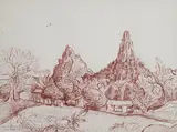 Donald Friend, GLASS HOUSE MOUNTAIN 1