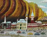 Sam Byrne, DUST STORM COVERS SILVER CITY, oil on composition board