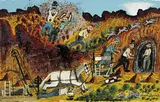 Sam Byrne, EXPLOSION, BROKEN HILL MINE, 1900, 1900, oil on composition board