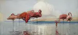 Sydney Long, FLAMINGOES 1920, 1920, watercolour and gouache
