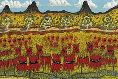 STURT PEAS AND PINNACLES by Sam Byrne, oil on composition board, sold Oct 2013