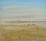 Arthur Boyd, (WIMMERA LANDSCAPE WITH FARM HOUSE), oil on composition board