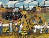 Sam Byrne, BROKEN HILL DISTRICT MINING AS IN 1881, 1881, oil and coal on composition board