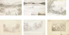 John Glover, TWO VIEWS OF ULLSWATER (TWO VIEWS OF SWAN BAY, VAN DIEMAN'S (SIX ILLUSTRATIONS DEPICTING A SELF PORTRAIT, ENGLISH AND AUSTRALIAN LANDSCAPES) (CIRCA 1805-1831), 1805-1831, watercolour, ink and wash