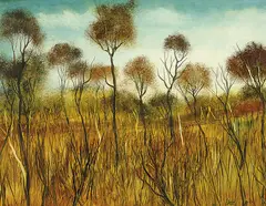 (LANDSCAPE) by Pro Hart, oil on board, offered Oct 2013
