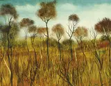 (LANDSCAPE) by Pro Hart, oil on board, offered Oct 2013