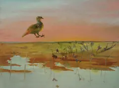 DESERT BIRD 1948 by Sidney Nolan, 1948, enamel paint on composition board, offered Aug 2013