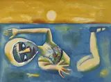 Charles Blackman, THE SWIMMER (1955), 1955, enamel on paper on composition board