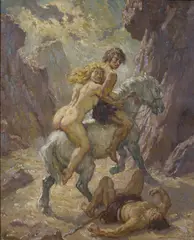 VANQUISHED by Norman Lindsay, oil on canvas on board, offered Aug 2013