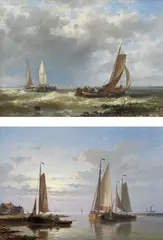 Abraham Hulk, ON THE SCHELDT, oil on panel (two panels)