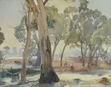 MORNING SUNLIGHT 1936 by Hans Heysen, 1936, watercolour, sold Jun 2013