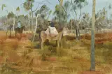 CATTLEMEN, NORTH QUEENSLAND by Ray Crooke, oil on board, offered Jun 2013