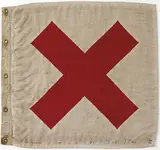 Tim Storrier, SITE FLAG (FROM TIME SITE: A PORTFOLIO OF PRINTS AND MULTIPLES) 1981, 1981, cotton, hessian, brass eyelets and gauache
