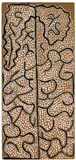 Johnny Warangula Tjupurrula, TRAVELLING WATER DREAMING WITH LIGHTNING (1971), 1971, natural earth pigments and bondcrete on composition board