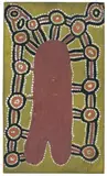 Uta Uta Tjangala, TESTICLES GOING WALKABOUT (MEDICINE STORY) (VERSION 1) (1971), 1971, natural earth pigments and bondcrete on composition board