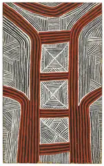Kaapa Tjampitjinpa, CORROBOREE AND BODY DECORATION (1972), 1972, natural earth pigments, bondcrete and synthetic polymer paint on composition board