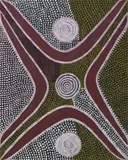 Bill Stockman Tjapaltjarri, BOOMERANG DREAMING (1973), 1973, synthetic polymer paint on artist board