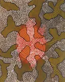 Tim Leura Tjapaltjarri, CENTRE CIRCLE OF FIRE (1974), 1974, synthetic polymer paint on artist board