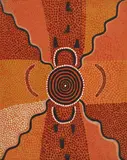Kenny Bell Tjampitjinpa, MEETING PLACE (1974), 1974, synthetic polymer paint on artist board