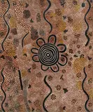 Johnny Warangula Tjupurrula, WILD POTATO (1975), 1975, synthetic polymer paint on artist board
