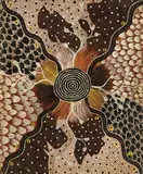 WILD POTATO (1975) by Kaapa Tjampitjinpa, 1975, synthetic polymer paint on artist board, sold May 2013