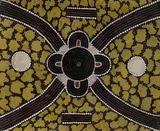 WILD POTATO (1974-1975) by Kaapa Tjampitjinpa, 1974-1975, synthetic polymer paint on artist board, offered May 2013