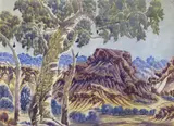 Otto Pareroultja, UNTITLED (MACDONNELL RANGES) (CIRCA 1955), 1955, watercolour and pencil