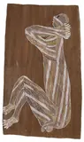 Wally Mandarrk, SITTING MAN (1972), 1972, natural earth pigments on eucalyptus bark