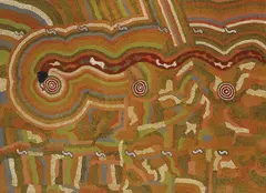 WITCHETY GRUB DREAMING (1987) by Charlie Marshall Tjungarrayi, 1987, synthetic polymer paint on canvas, offered May 2013