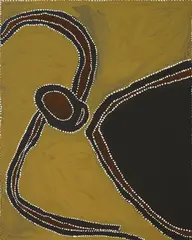 DINGO STORY (1996) by Rover Thomas, 1996, natural earth pigments and synthetic binders on canvas, offered May 2013