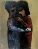 Charles Blackman, TWO WOMEN (1961), 1961, oil on composition board