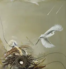 (HERON, RAIN AND WIND) 1973 by Brett Whiteley, 1973, oil and mixed media on board, offered May 2013