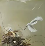(HERON, RAIN AND WIND) 1973 by Brett Whiteley, 1973, oil and mixed media on board, offered May 2013